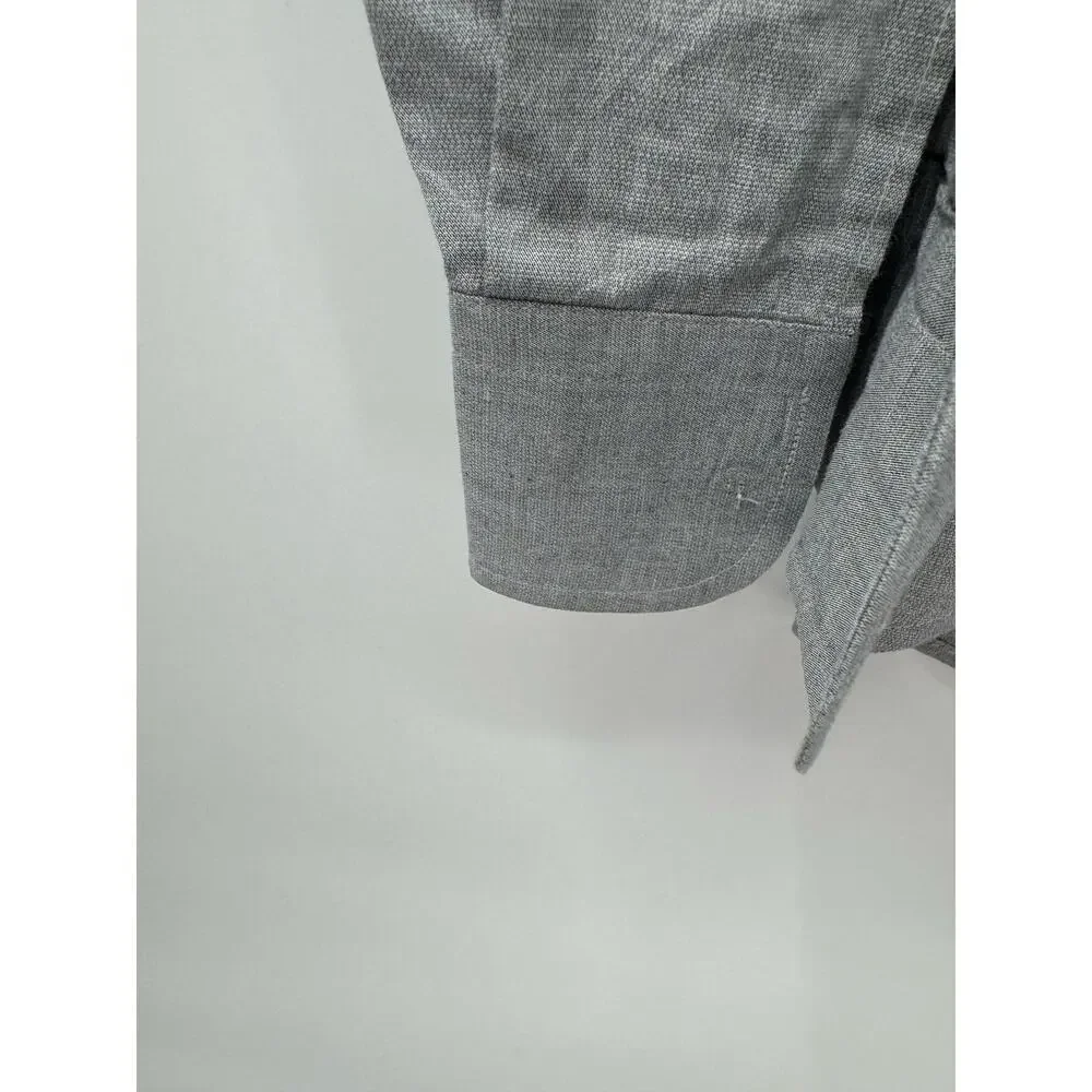 Ermenegildo Zegna Dress Shirt Mens Size 44 Long Sleeve Cotton‎ Gray Button Down